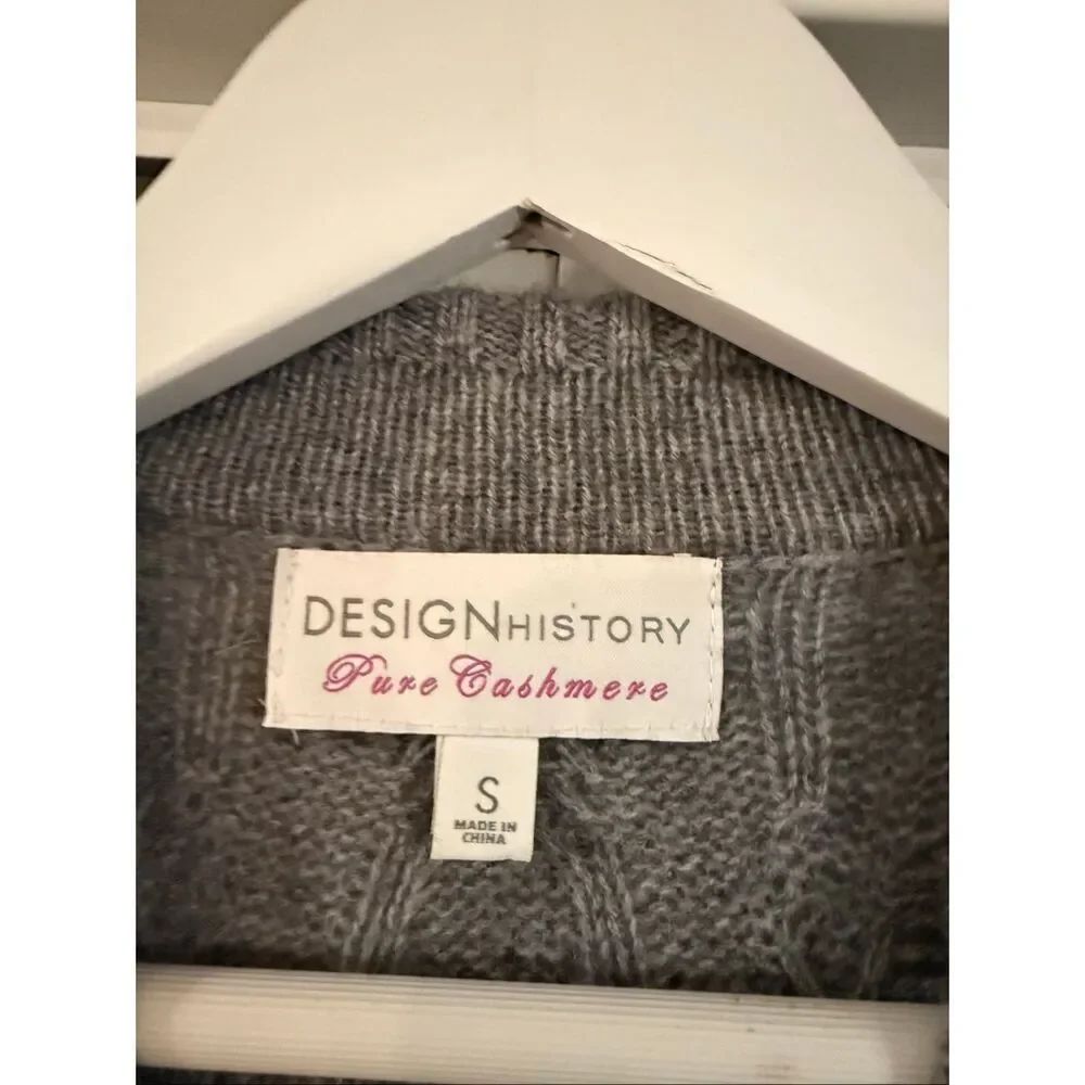 Design History Pure Cashmere grey cableknit two for sweater small - Picture 4 of 10